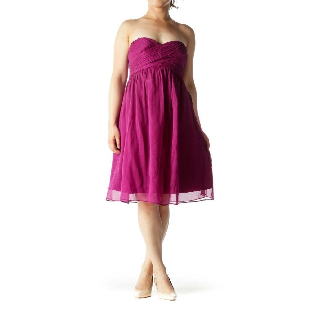 J. Crew 100% Silk Purple Strapless Mini Dress Bridesmaid Dress Homecoming Size 4